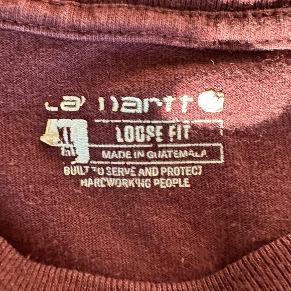 Carhartt Force Men’s Beet Red Hearher Short Sleeve Loose Fit Shirt Size XL Tall - Picture 3 of 7